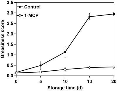 Characterization of morphological and chemical changes using atomic force microscopy and metabolism assays: the relationship between surface wax and skin greasiness in apple fruit